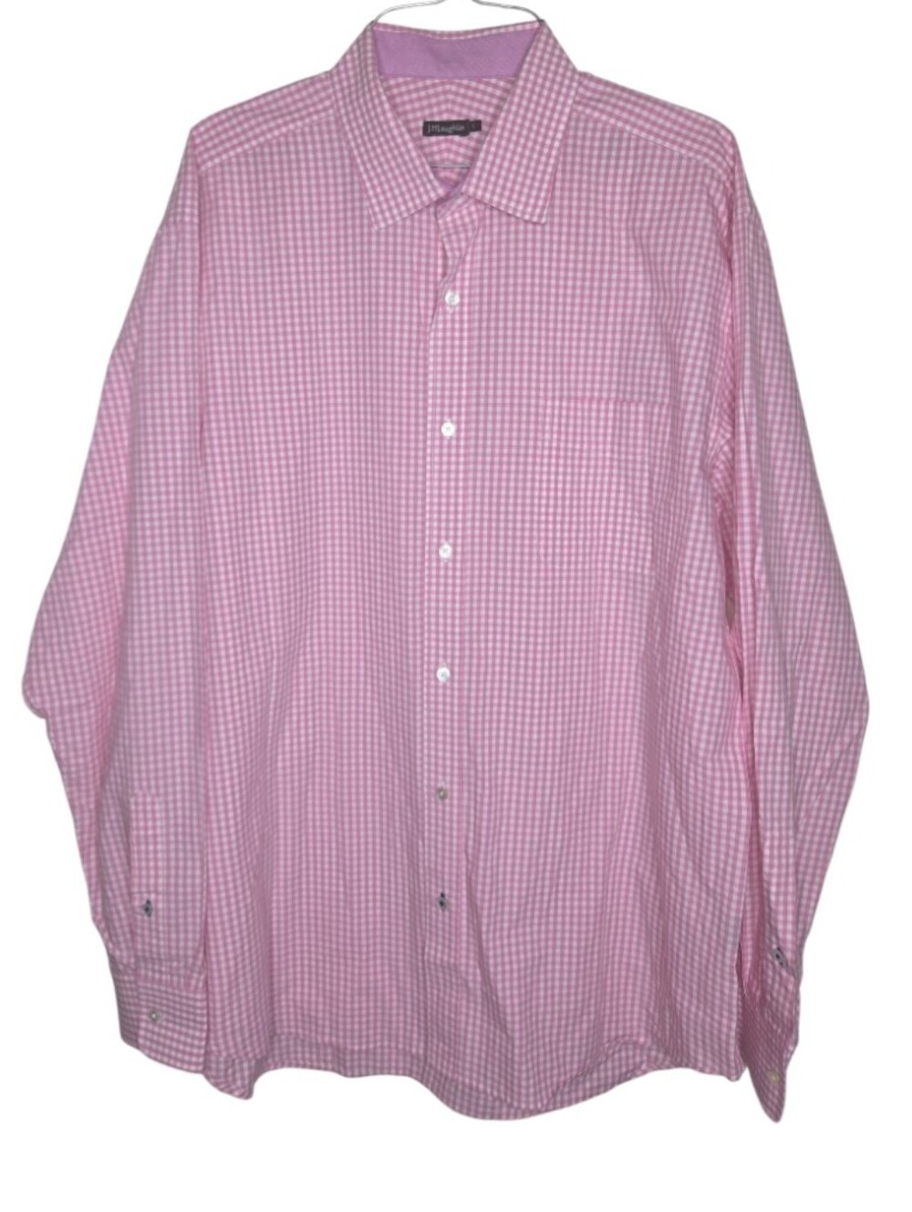 J McLaughlin Pink Gingham Check Cotton Poplin Long Sleeve Shirt Size L